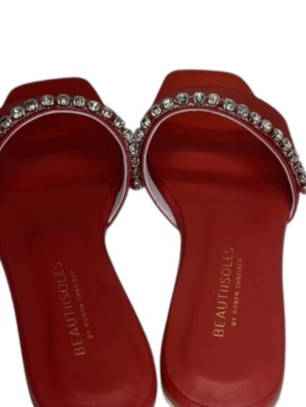NEW BEAUTISOLES By Robyn Shriber Womens Sandals Red S:10M Gemma Slide Satin Flat - Picture 8 of 10